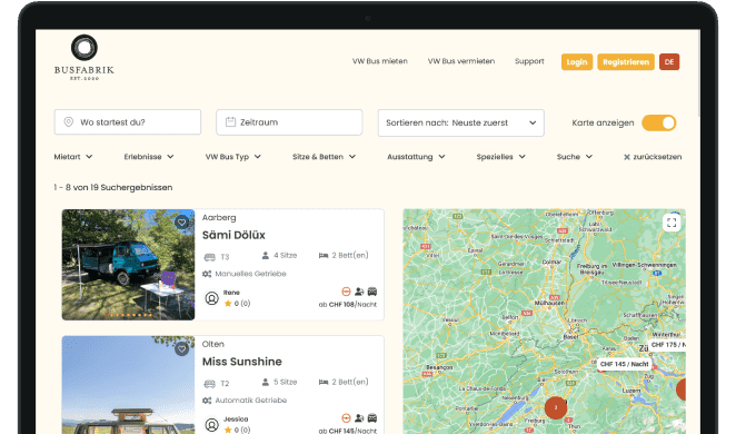 Advance Filters on Busfabrik website